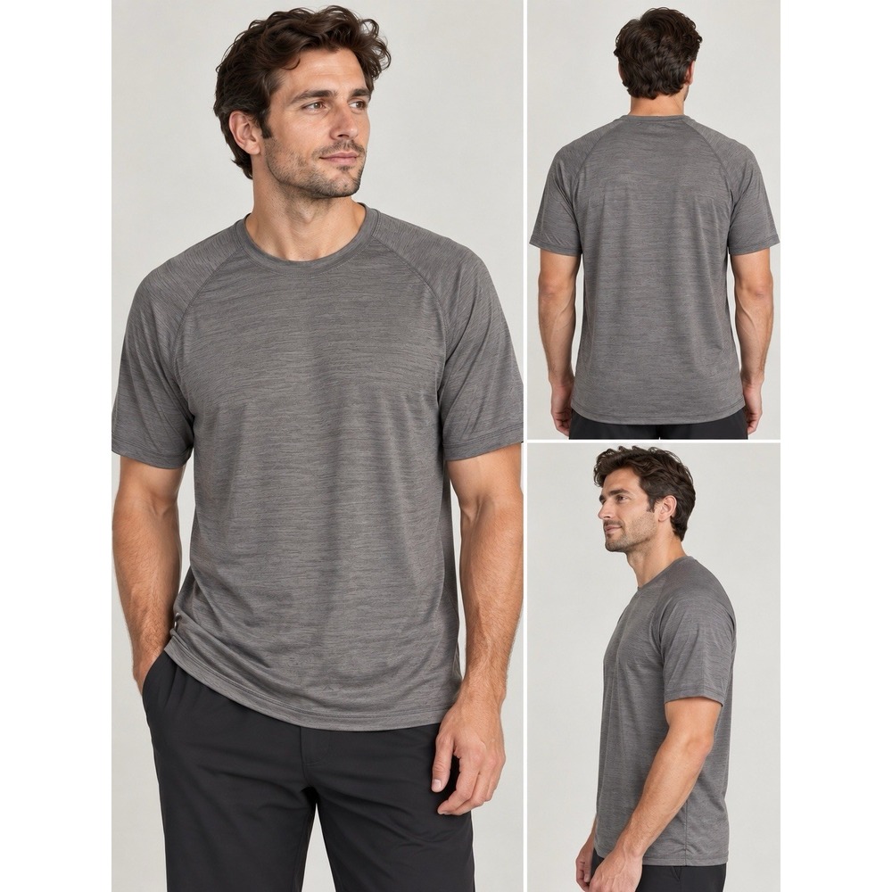 Fanatics Men's Large Performance T Shirt Charcoal Gray Athletic Raglan -3755
